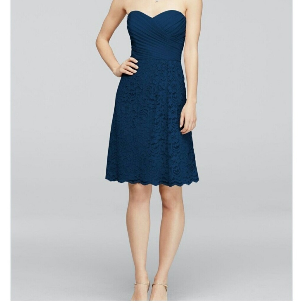 David's Bridal Short Bridesmaid Dress with Sweetheart Neckline